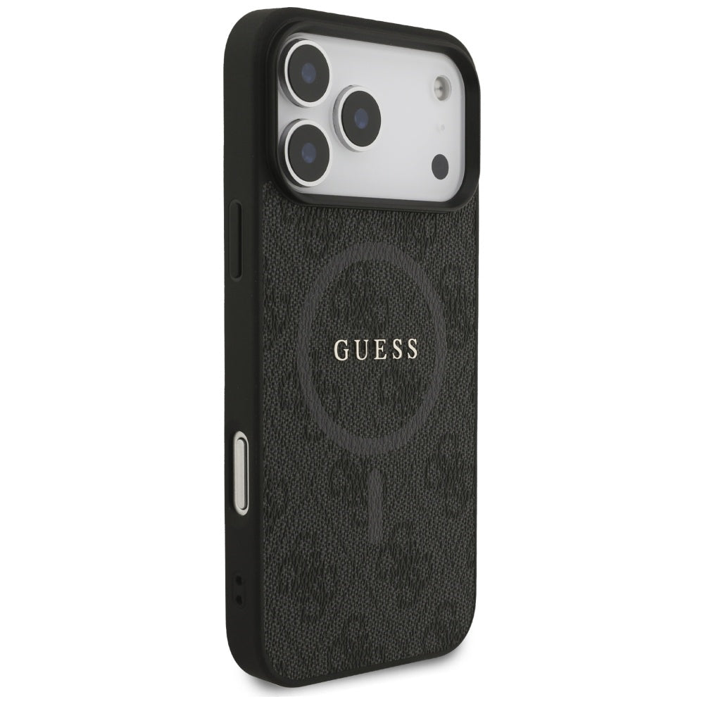 Puzdro MagSafe pre Apple iPhone 17 Pro Max, Guess, 4G Ring Classic Logo, Čierne