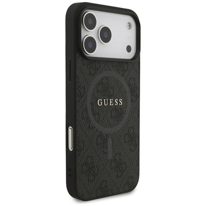 Puzdro MagSafe pre Apple iPhone 17 Pro Max, Guess, 4G Ring Classic Logo, Čierne