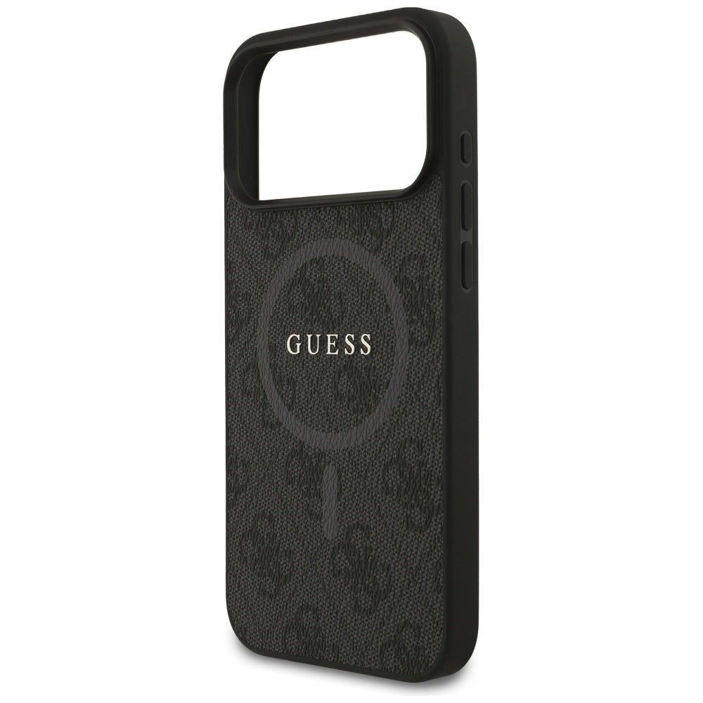 Puzdro MagSafe pre Apple iPhone 17 Pro Max, Guess, 4G Ring Classic Logo, Čierne