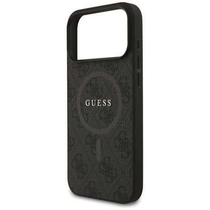 Puzdro MagSafe pre Apple iPhone 17 Pro Max, Guess, 4G Ring Classic Logo, Čierne