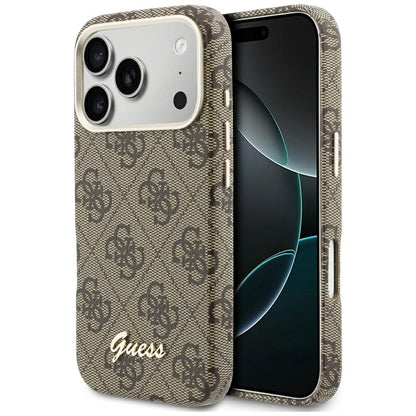 MagSafe Case for Apple iPhone 17 Pro Max, Guess, 4G Script Logo, Brown