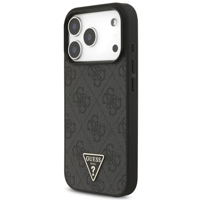 Puzdro MagSafe pre Apple iPhone 17 Pro Max, Guess, 4G Triangle Logo with Cord Strap, Čierne