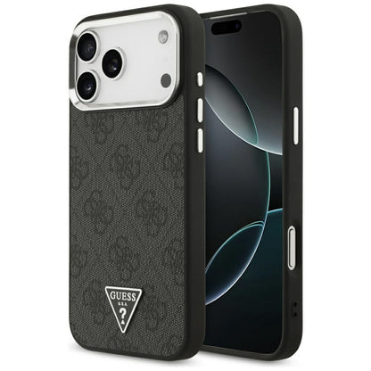 Puzdro MagSafe pre Apple iPhone 17 Pro Max, Guess, 4G Triangle Logo, Čierno Strieborné