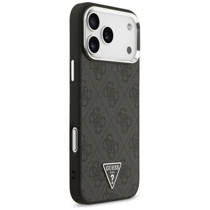 Puzdro MagSafe pre Apple iPhone 17 Pro Max, Guess, 4G Triangle Logo, Čierno Strieborné