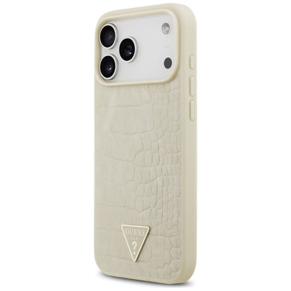 Puzdro MagSafe pre Apple iPhone 17 Pro Max, Guess, Croco Triangle Logo, Zlaté