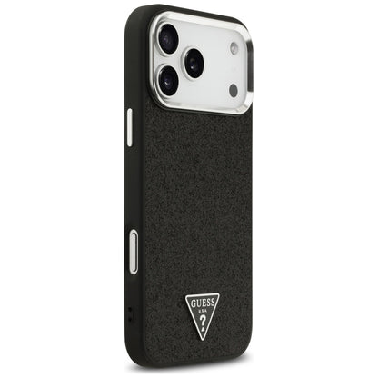 Puzdro MagSafe pre Apple iPhone 17 Pro Max, Guess, Glitter Triangle Logo, Čierne