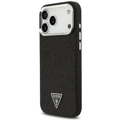 Puzdro MagSafe pre Apple iPhone 17 Pro Max, Guess, Glitter Triangle Logo, Čierne
