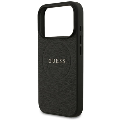 Puzdro MagSafe pre Apple iPhone 17 Pro Max, Guess, Grained Gold Ring, Čierne
