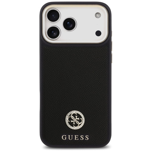 MagSafe Case for Apple iPhone 17 Pro Max, Guess, Grained Strass Logo, Black