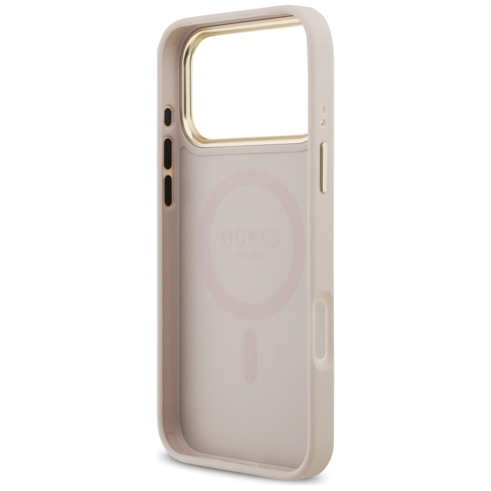 Puzdro MagSafe pre Apple iPhone 17 Pro Max, Guess, Grained Strass Logo, Ružové