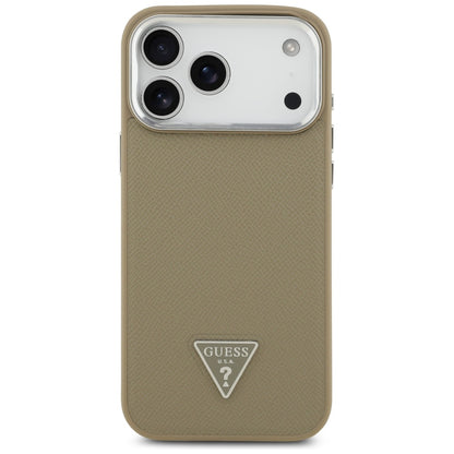 Puzdro MagSafe pre Apple iPhone 17 Pro Max, Guess, Grained Triangle Logo, Hnedé