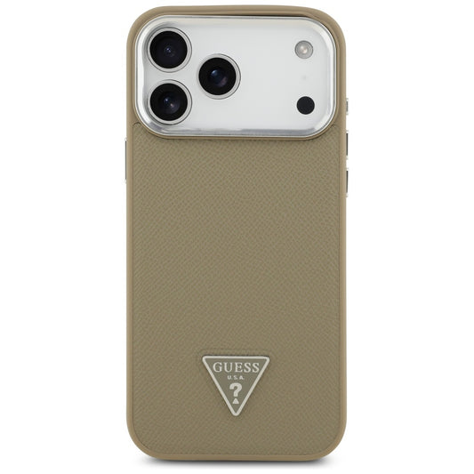 Puzdro MagSafe pre Apple iPhone 17 Pro Max, Guess, Grained Triangle Logo, Hnedé
