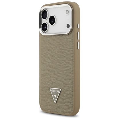 Puzdro MagSafe pre Apple iPhone 17 Pro Max, Guess, Grained Triangle Logo, Hnedé