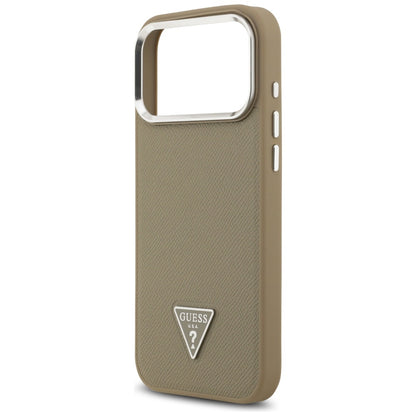 Puzdro MagSafe pre Apple iPhone 17 Pro Max, Guess, Grained Triangle Logo, Hnedé