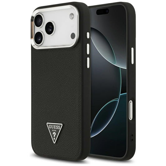 Puzdro MagSafe pre Apple iPhone 17 Pro Max, Guess, Grained Triangle Logo, Čierne