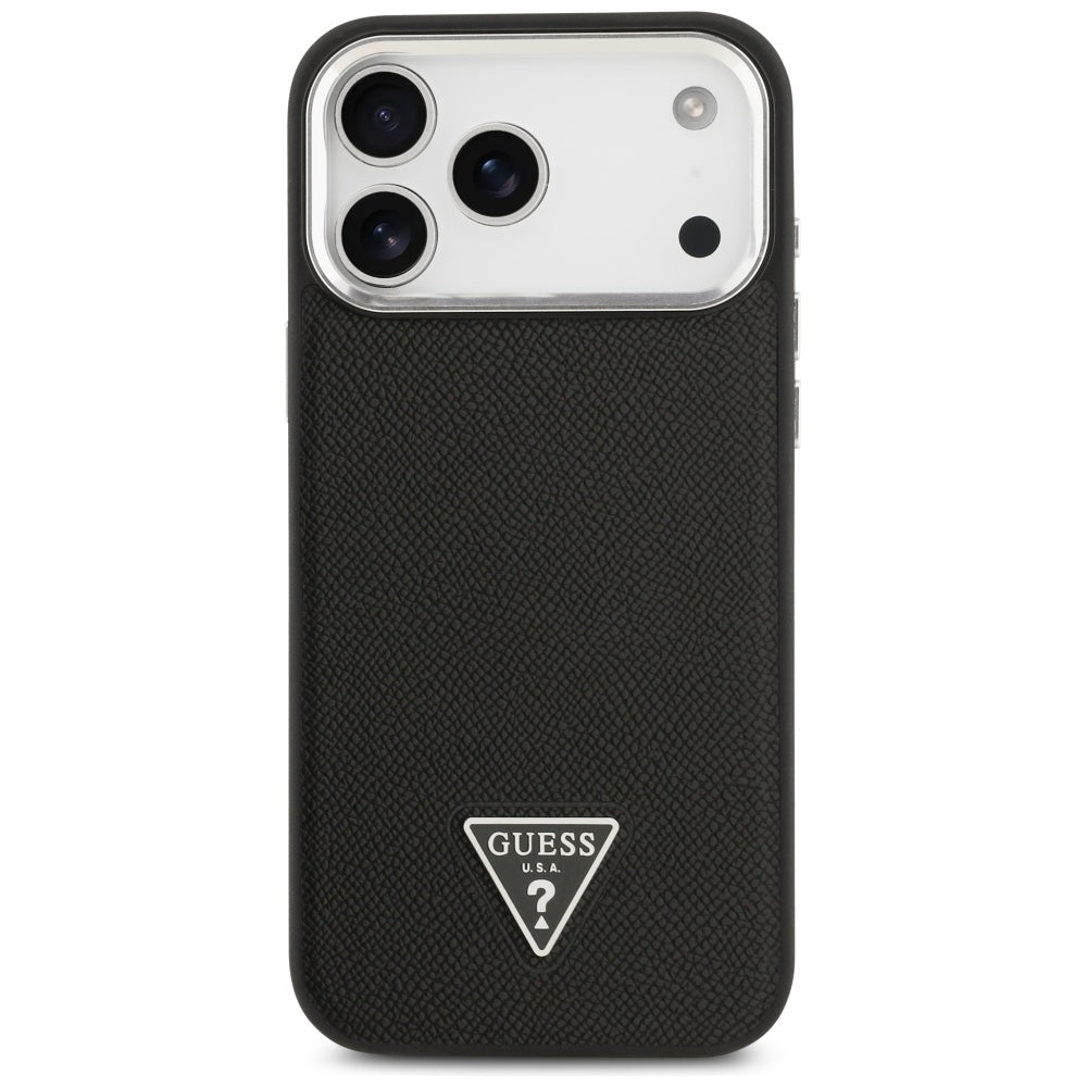 Puzdro MagSafe pre Apple iPhone 17 Pro Max, Guess, Grained Triangle Logo, Čierne