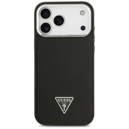 Puzdro MagSafe pre Apple iPhone 17 Pro Max, Guess, Grained Triangle Logo, Čierne