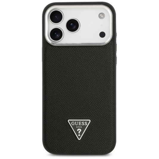 Puzdro MagSafe pre Apple iPhone 17 Pro Max, Guess, Grained Triangle Logo, Čierne