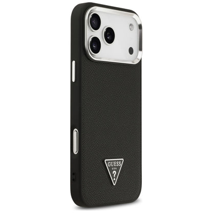 Puzdro MagSafe pre Apple iPhone 17 Pro Max, Guess, Grained Triangle Logo, Čierne