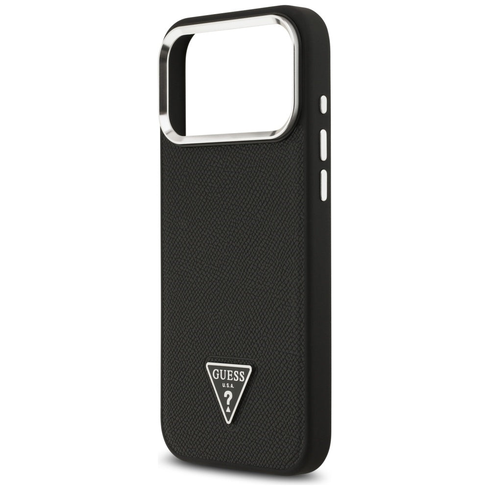 Puzdro MagSafe pre Apple iPhone 17 Pro Max, Guess, Grained Triangle Logo, Čierne