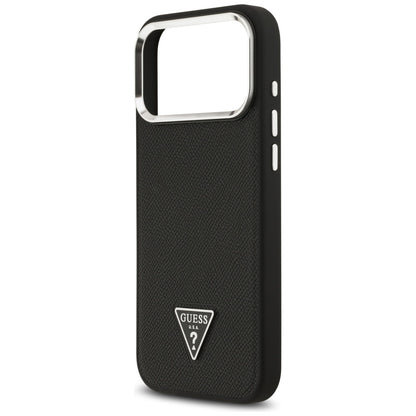 Puzdro MagSafe pre Apple iPhone 17 Pro Max, Guess, Grained Triangle Logo, Čierne