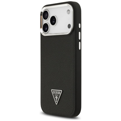 Puzdro MagSafe pre Apple iPhone 17 Pro Max, Guess, Grained Triangle Logo, Čierne