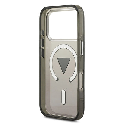 Puzdro MagSafe pre Apple iPhone 17 Pro Max, Guess, IML Gradient Triangle Logo, Čierno Strieborné