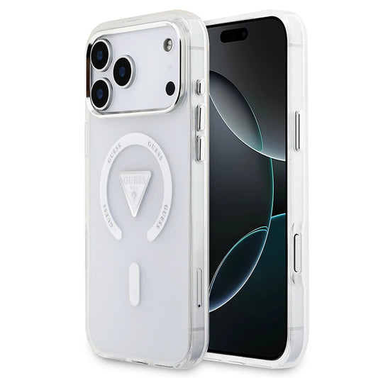 Puzdro MagSafe pre Apple iPhone 17 Pro Max, Guess, IML Gradient Triangle Logo, Transparentné