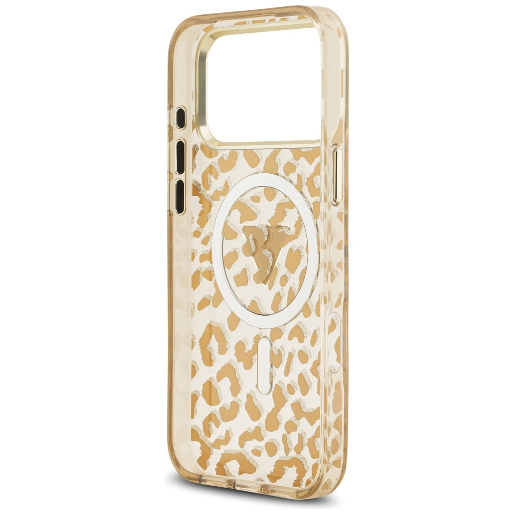 Puzdro MagSafe pre Apple iPhone 17 Pro Max, Guess, Leopard Glitter, Hnedá