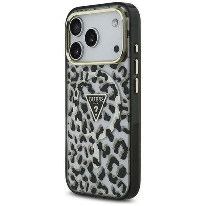 Puzdro MagSafe pre Apple iPhone 17 Pro Max, Guess, Leopard Glitter, Čierne