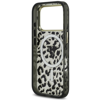 Puzdro MagSafe pre Apple iPhone 17 Pro Max, Guess, Leopard Glitter, Čierne
