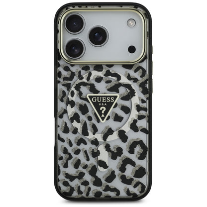Puzdro MagSafe pre Apple iPhone 17 Pro Max, Guess, Leopard Glitter, Čierne