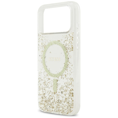 Puzdro MagSafe pre Apple iPhone 17 Pro Max, Guess, Resin Bottom Glitter, Zlaté