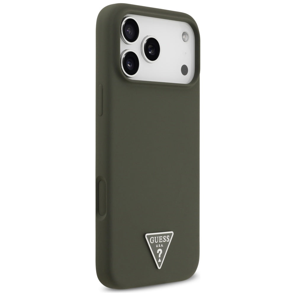 Puzdro MagSafe pre Apple iPhone 17 Pro Max, Guess, Triangle Logo, Kaki