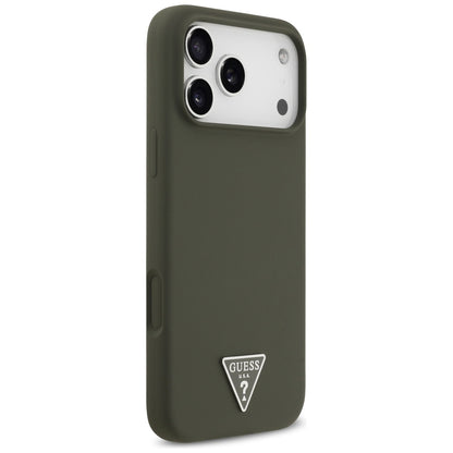 Puzdro MagSafe pre Apple iPhone 17 Pro Max, Guess, Triangle Logo, Kaki