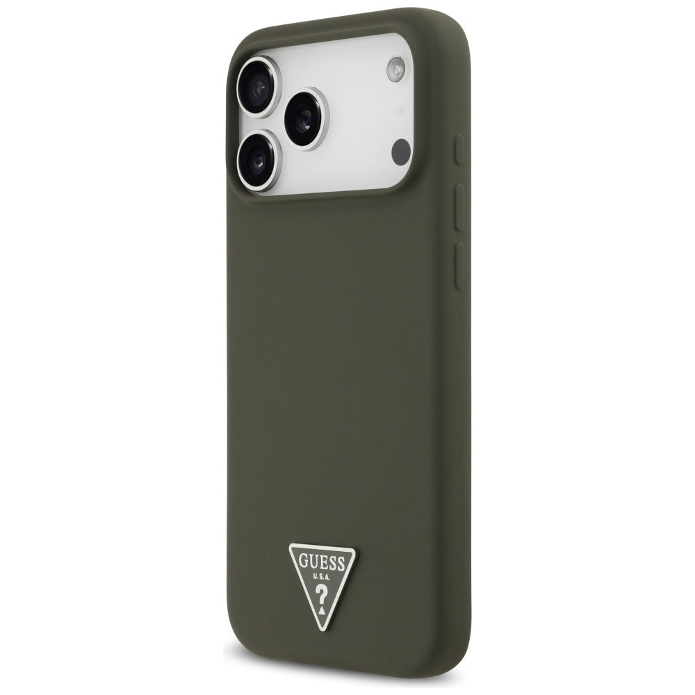 Puzdro MagSafe pre Apple iPhone 17 Pro Max, Guess, Triangle Logo, Kaki