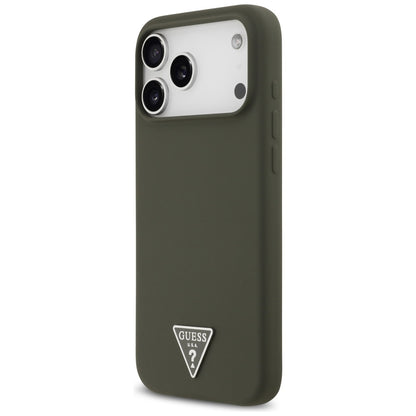 Puzdro MagSafe pre Apple iPhone 17 Pro Max, Guess, Triangle Logo, Kaki