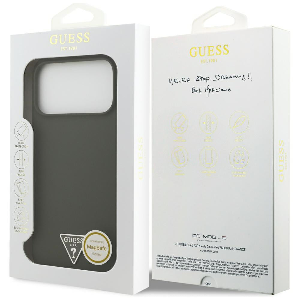Puzdro MagSafe pre Apple iPhone 17 Pro Max, Guess, Triangle Logo, Kaki