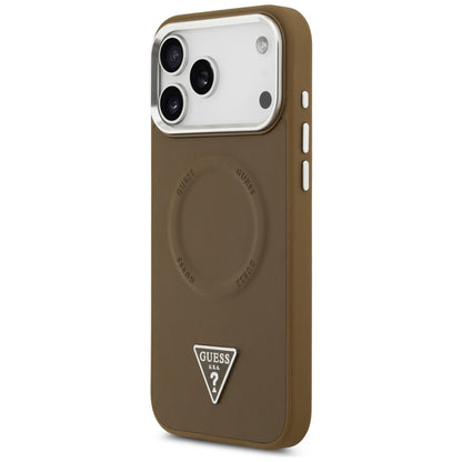 Puzdro MagSafe pre Apple iPhone 17 Pro Max, Guess, Triangle Logo, Hnedé Strieborné
