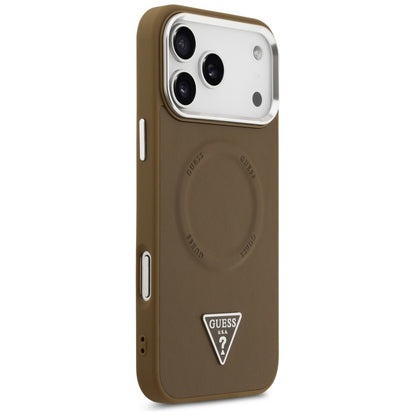 Puzdro MagSafe pre Apple iPhone 17 Pro Max, Guess, Triangle Logo, Hnedé Strieborné