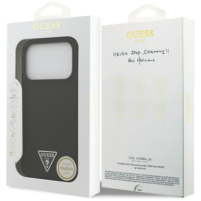 Puzdro MagSafe pre Apple iPhone 17 Pro Max, Guess, Triangle Logo, Čierne