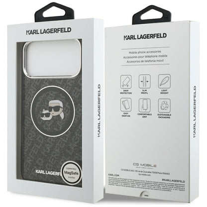 Puzdro MagSafe pre Apple iPhone 17 Pro Max, Karl Lagerfeld, Glitter Karl & Choupette Head, Čierne