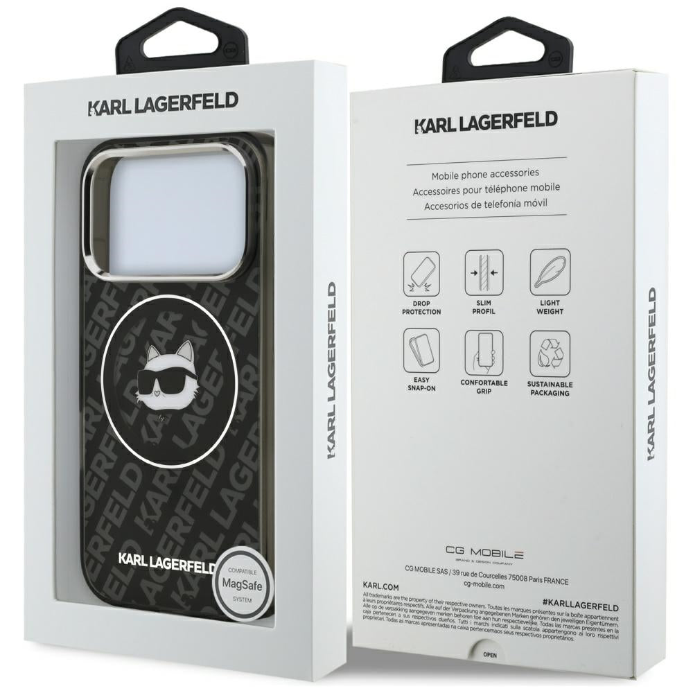 Puzdro MagSafe pre Apple iPhone 17 Pro Max, Karl Lagerfeld, IML Choupette`s Head, Čierne