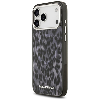 Puzdro MagSafe pre Apple iPhone 17 Pro Max, Karl Lagerfeld, IML Leopard Pattern, Čierne