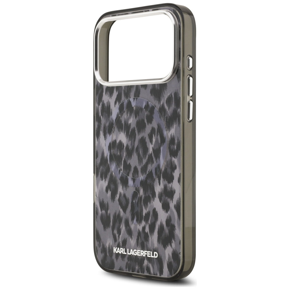 Puzdro MagSafe pre Apple iPhone 17 Pro Max, Karl Lagerfeld, IML Leopard Pattern, Čierne