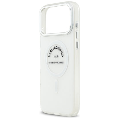 Puzdro MagSafe pre Apple iPhone 17 Pro Max, Karl Lagerfeld, IML Logo RSG, Priehľadné