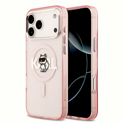 Puzdro MagSafe pre Apple iPhone 17 Pro Max, Karl Lagerfeld, IML Sketch Logo Choupette, Ružová