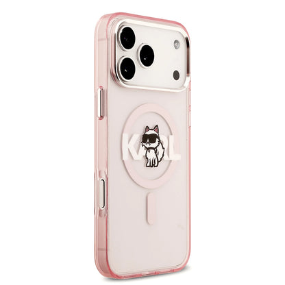 Puzdro MagSafe pre Apple iPhone 17 Pro Max, Karl Lagerfeld, IML Sketch Logo Choupette, Ružová