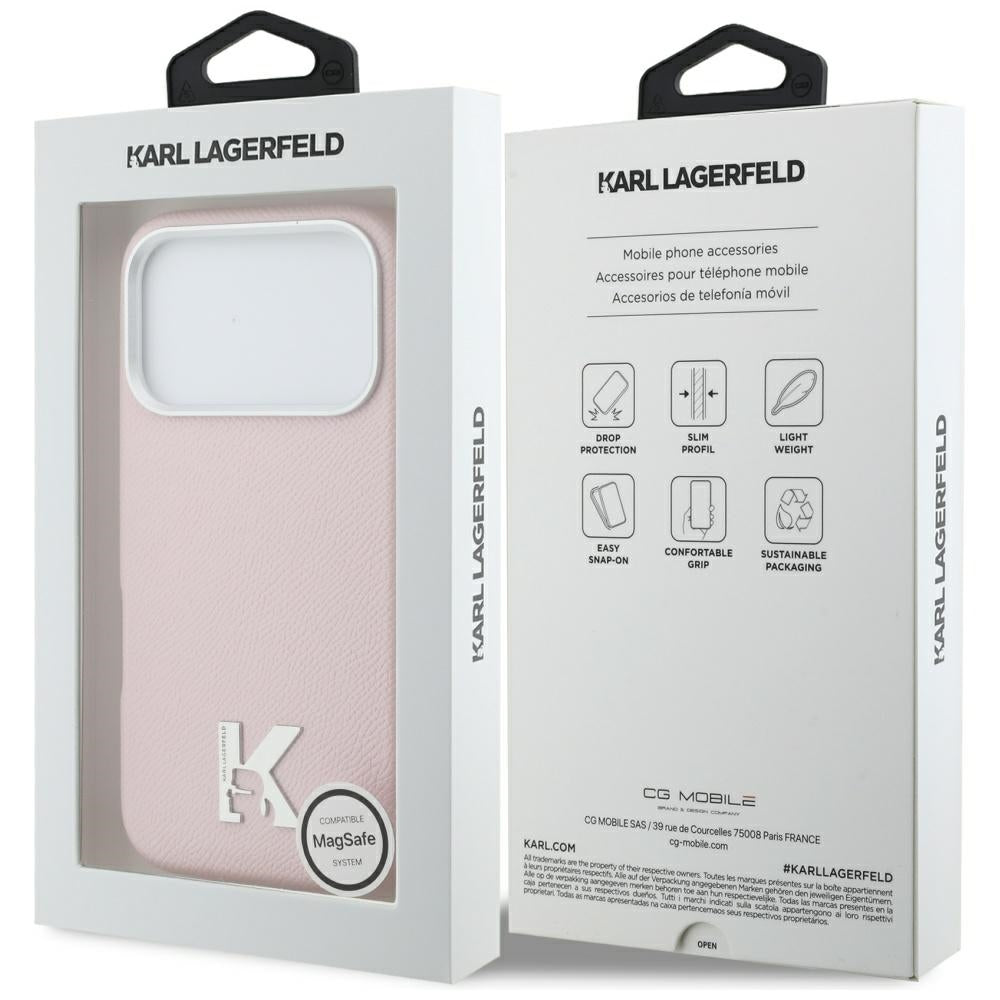 Puzdro MagSafe pre Apple iPhone 17 Pro Max, Karl Lagerfeld, Karl Head Logo, Ružová