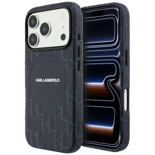 Puzdro MagSafe pre Apple iPhone 17 Pro Max, Karl Lagerfeld, KL Monogram Logo, Modrá